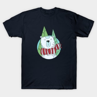 Winter Polar Bear with Scarf T-Shirt